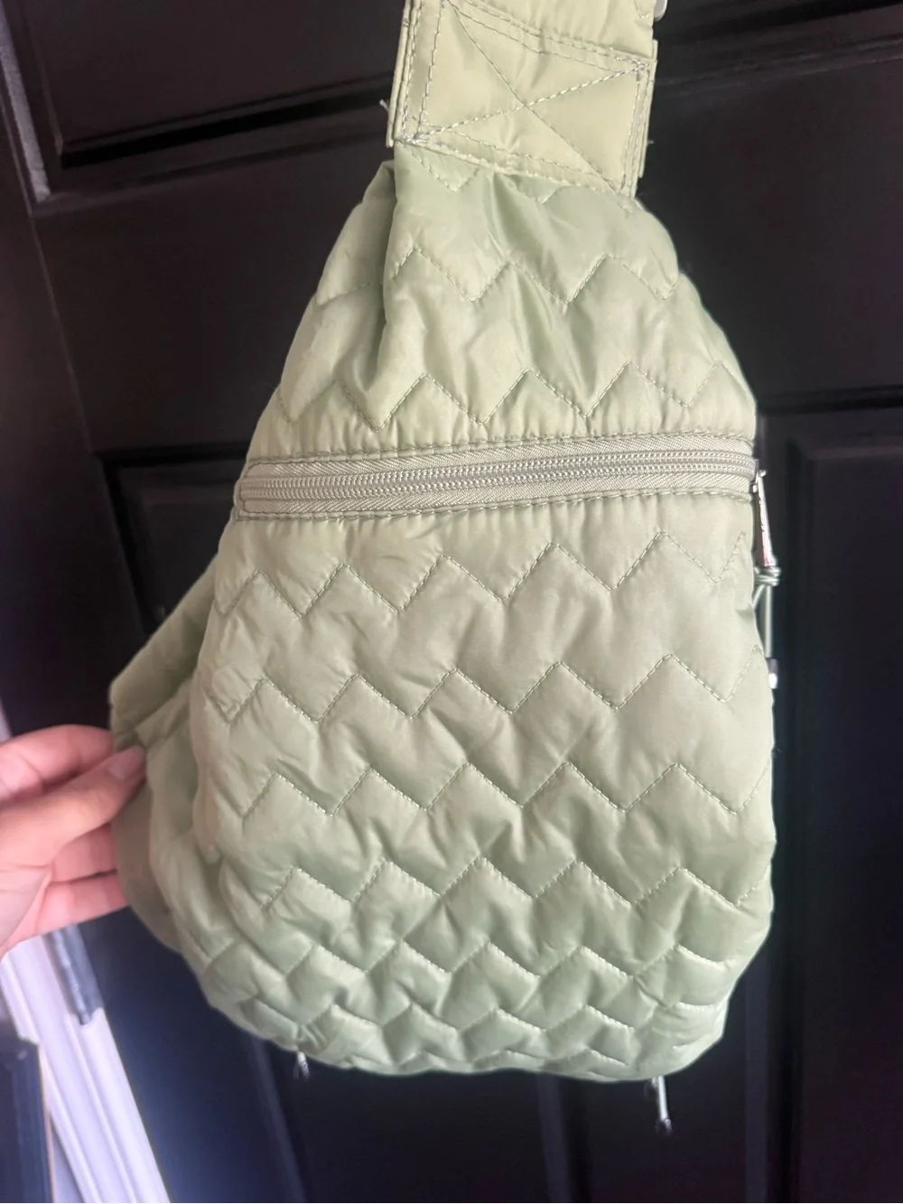 Quilted Top Paw Sage Green Shoulder Bag - Pet Carry Bag